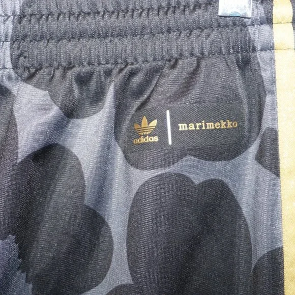 Adidas Marimekko Black Flower Firebird Gold Stripe Track Pants Womens S - Picture 8 of 11